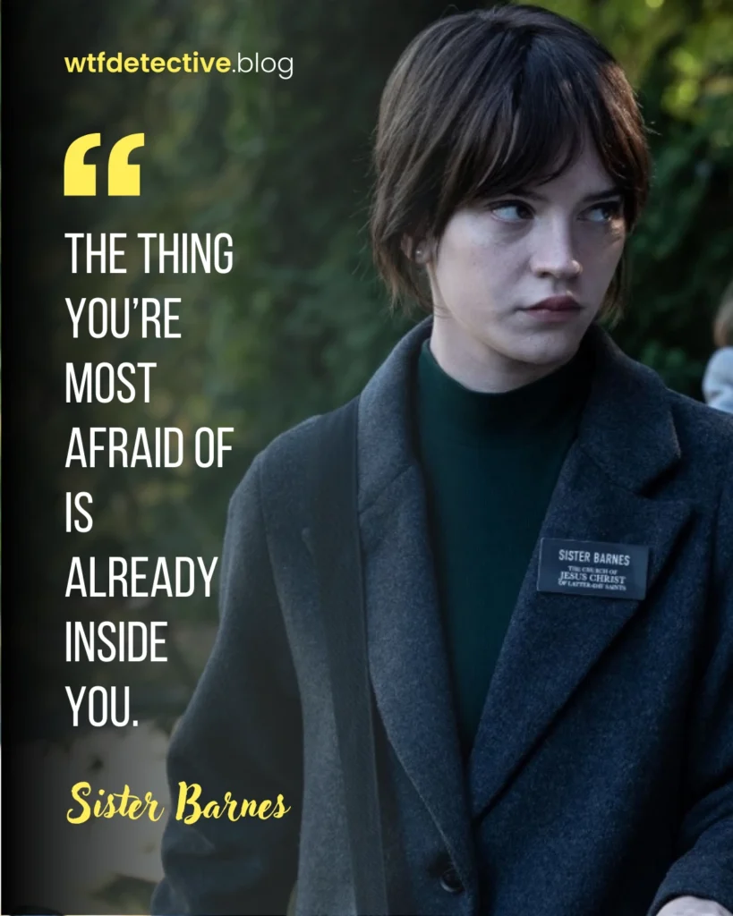 heretic 2024 movie quotes, Sophie Thatcher 2024 quotes, sister barnes quote, horror movie quote 2024