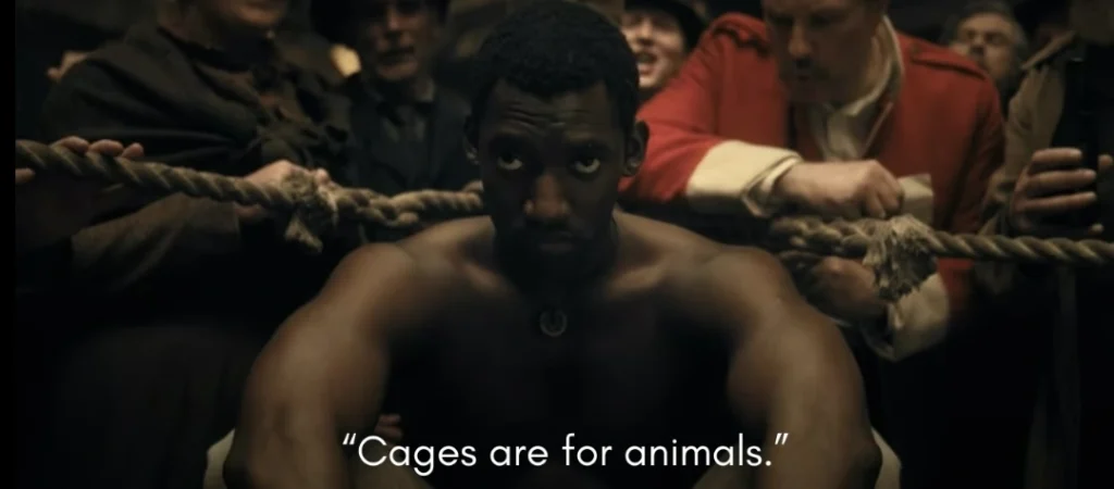 cages are for animals quote, a thousand blows quote, 2025 hulu series quote, Malachi Kirby in A Thousand Blows (2024)
