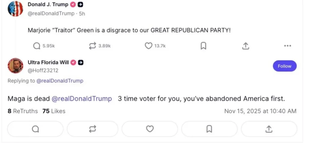 “He will stop at nothing”: MTG says her life is at risk over the Epstein file release and accuses Trump of trying to silence her