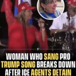 Woman who went viral for singing the “Vote Trump” anthem at a MAGA rally is in shock after ICE detained her husband