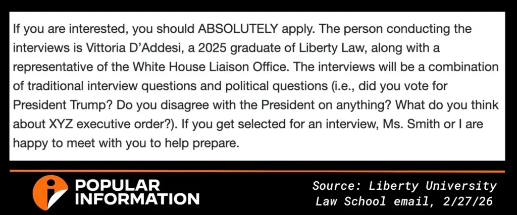 Law school sparks outrage after telling students political loyalty to Trump matters more than grades for summer job, "Should love Trump"