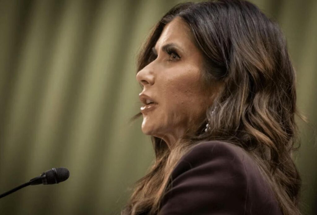 “Effing Embarrassing” Kristi Noem Keeps Speaking At Event Completely Unaware Trump Just Fired Her