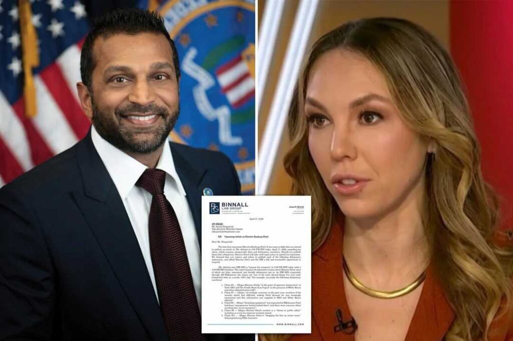 FBI Director Kash Patel threatens lawsuit after Atlantic report alleging excessive drinking