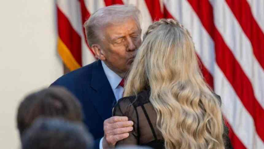 Trump grabs and kisses Erika Kirk onstage without warning, drawing “absolutely disgusting” reaction from stunned crowd